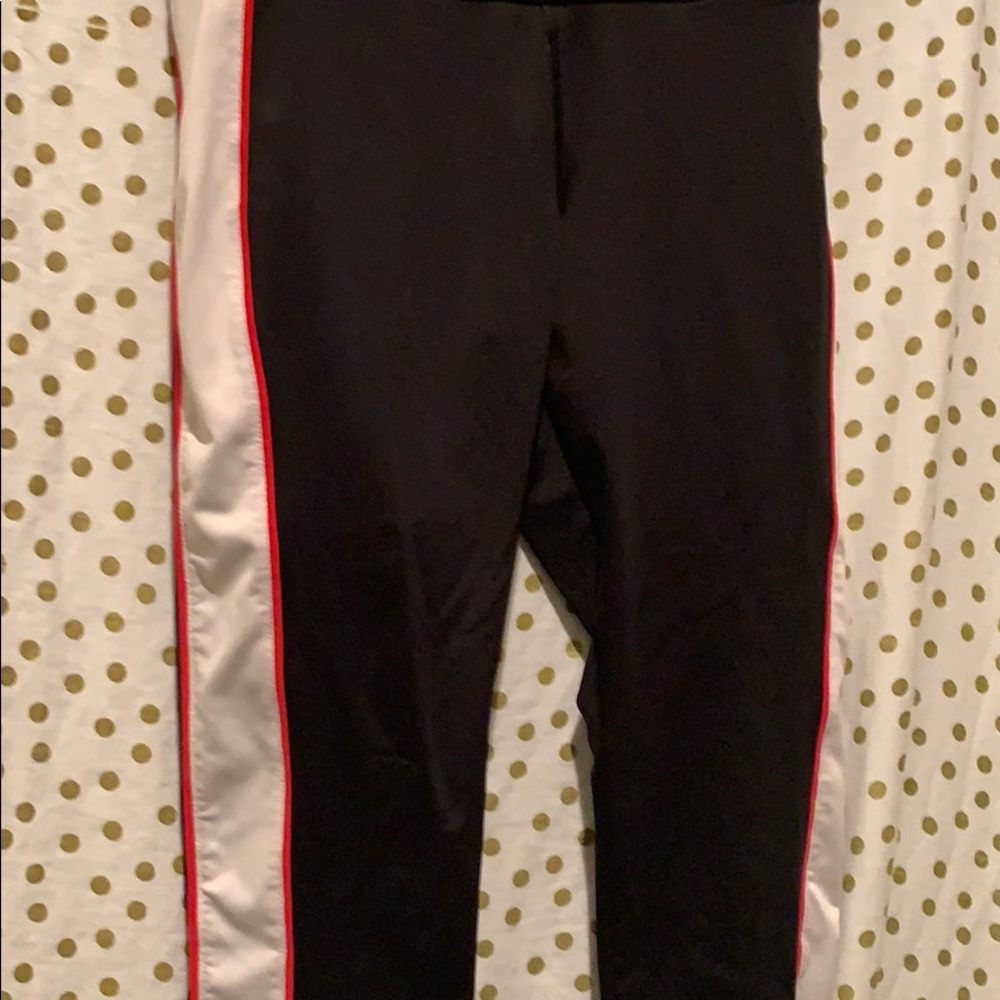 Red and White Striped Athletic Leggings